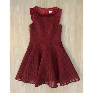 David Charles Black Label Red Sparkle Tweed Party Dress Size 12 Formal Christmas